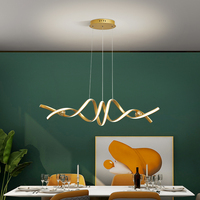 Lampe suspendue de plafond en forme de S doré pour chambre à coucher, bar de luxe simple, plafonnier LED pour chambre à coucher et salon, or chaud