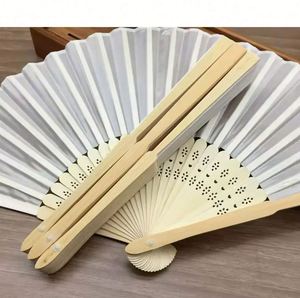 Éventails pliants en bambou personnalisés avec logo imprimé, éventails en bois blancs pour mariage - Product Image 1