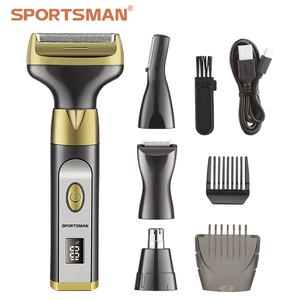 Rasoir électrique 4-en-1 SPORTSMAN à quatre lames pour homme, kit <span class=keywords><strong>de</strong></span> <span class=keywords><strong>coupe</strong></span> <span class=keywords><strong>de</strong></span> cheveux avec écran numérique et tondeuse à poils <span class=keywords><strong>de</strong></span> <span class=keywords><strong>nez</strong></span> - Product Image 1