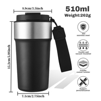 Grosir Logo kustom Mug kopi terisolasi vakum luar ruangan 500ml Tumbler baja tahan karat dengan pegangan dengan harga pabrik
