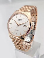 Montre mécanique automatique Robini pour homme, ultra-fine, décontractée et professionnelle, résistante à l'eau 5ATM, aiguilles, acier inoxydable, cuir véritable