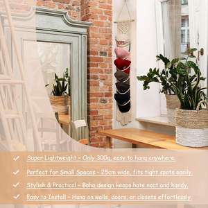 <span class=keywords><strong>Porte</strong></span>-casquettes en macramé bohème fait main, organisateur de chapeaux mural, <span class=keywords><strong>porte</strong></span>-chapeaux sur <span class=keywords><strong>porte</strong></span>, <span class=keywords><strong>porte</strong></span>-casquettes pour la décoration et l'exposition - Product Image 6