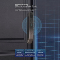 Kunci Pintu Pintar Vertexis Home Security Berbahan Aluminium Alloy dengan Pengenal Wajah 3D, Akses Tanpa Kunci, Kamera WiFi Terintegrasi, Sidik Jari, dan RFID