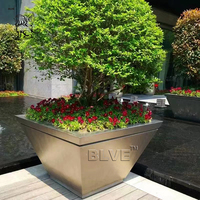 BLVE nouveau Design moderne hôtel décoration intérieure Pots de fleurs en métal couleur or boîtes à fleurs en acier inoxydable