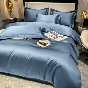 Ensemble de housse de couette à rayures satinées couleur bonbon ensemble de literie solide et léger ensemble de couvre-lit de luxe ensemble lavage en <span class=keywords><strong>machine</strong></span> à froid avancé - Product Image 3