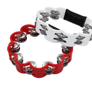 Pandereta <span class=keywords><strong>de</strong></span> percusión <span class=keywords><strong>de</strong></span> mano roja y blanca <span class=keywords><strong>de</strong></span> fábrica <span class=keywords><strong>china</strong></span>, accesorio para instrumentos musicales - Product Image 1