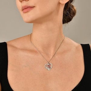Collier pendentif en argent sterling S925 de luxe avec zircone cubique en forme de cœur, rose et papillon, fabrication directe <span class=keywords><strong>d</strong></span>'usine SPJ, OEM ODM, pour anniversaire - Product Image 3