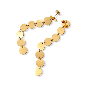 ต่างหูทรงรีทรงเรขาคณิต 18K ทองชุบไทเทเนียมเหล็กพู่ยาวเครื่องประดับแฟชั่นปาร์ตี้ EH884 - Product Image 5