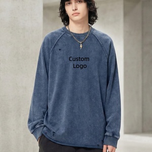 Sweat-shirts pour hommes, poids lourd, 280 g/m², 100 % coton, prix bas, TKAN903D, style vintage, effet délavé, coupe ample, pour streetwear - Product Image 1