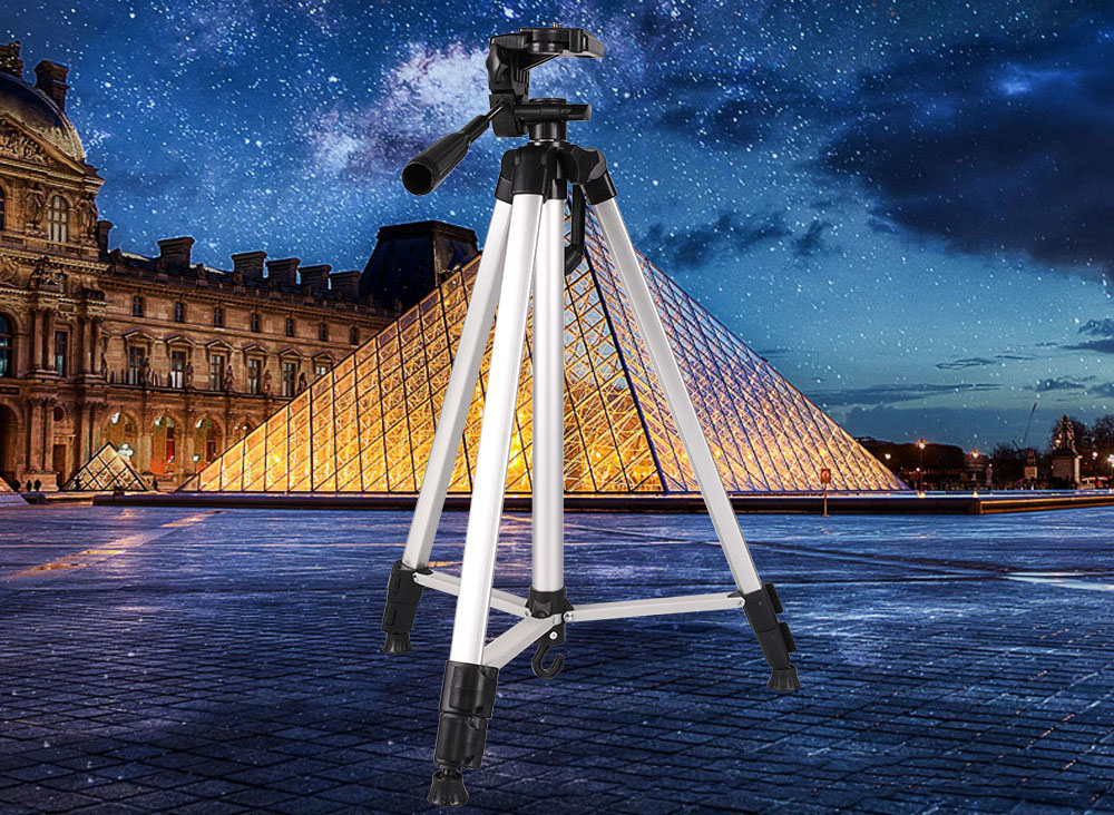 Lightweight 330A Tripod Travelling Camera Tripod Stand Aluminum Alloy with Rocker Arm DSLR Camera Fishing Lamp Ring Light Stand