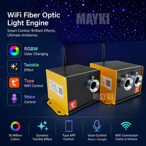 TUYA UYGULAMASI Kontrollü LED Fiber Optik Işık Kaynağı Çift Portlu Yanıp Sönen Fiber Optik Işık Motoru Yıldızlı Optik Fiber Tavan Lambaları - Product Image 1