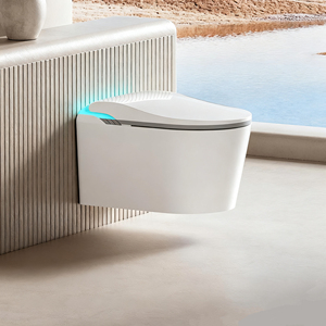 WC intelligent mural à activation au pied avec projection holographique et bidet intégré, siphon en P, WC intelligent automatique suspendu au mur - Product Image 2