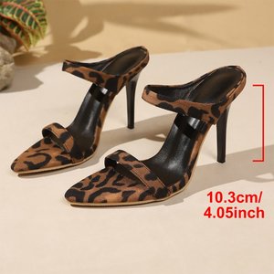 Nouvelles Sandales Sexy à Talons Hauts pour <span class=keywords><strong>Femme</strong></span>, Bout Pointu, Imprimé Léopard, Double Bride, Talon Fin <span class=keywords><strong>en</strong></span> S de 10,3 cm, Modèle MuY1039 - Product Image 6