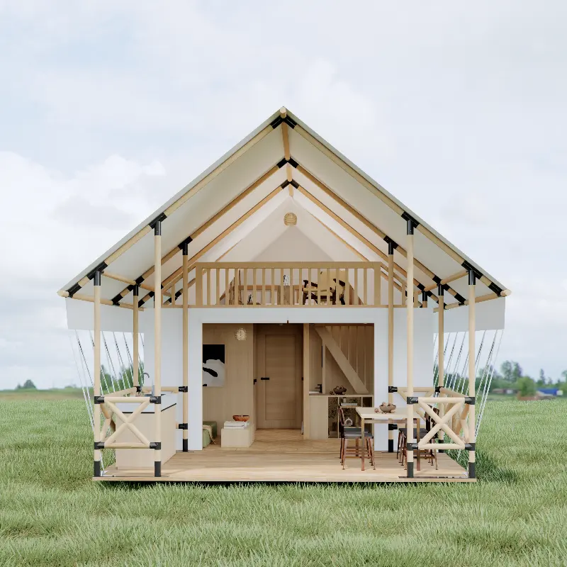 Outdoor resort impermeável hotel tenda africano safari tenda grande glamping casa pré-fabricada de madeira luxo homestay tenda