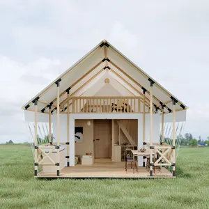 Tenda safari Afrika tenda hotel tahan air luar ruangan tenda resor kayu mewah rumah prefab kayu mewah