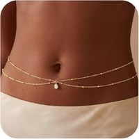 Chaîne de taille superposée en cuivre pour femme, style euro-américain chic et décontracté, avec zircon en forme de goutte d'eau, étanche, pour adultes