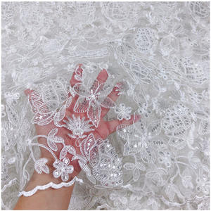 수용성 꽃 자수 레이스 그물 패브릭 스팽글 100% 폴리 에스테르 섹시 정장 원피스 레이스 3 차원 유럽 스타일 - Product Image 4