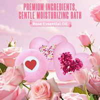 Bombes de bain en forme de cœur à la rose, lot de 4, faites à la main, naturelles, biologiques, à l'huile essentielle de rose rose, cadeaux d'appréciation pour les enseignants, pour maman