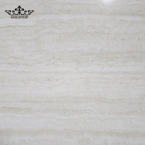 Goldtop 7019, Travertino Romano PD, Piedra Artificial Blanca, Cuarzo Impreso, Diseño Moderno de Lujo, Gran Losa Pulida, Encimera para Hotel - Product Image 1