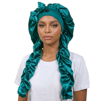 Gorro de satén largo para el cabello, para trenzas y cabello largo, ajustable, de seda, para dormir, con correas retorcidas, gorro de cuidado del cabello para mujer