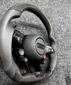 Volant en fibre de carbone personnalisé pour <span class=keywords><strong>Audi</strong></span> A1 A3 A4 A5 <span class=keywords><strong>A6</strong></span> A7 RS R8 S3 8V B8 B9 S4 Q3 Q8 TT Sports Rouge Y Compris A8 RS5 - Product Image 4