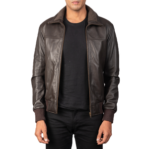 Chaqueta de Cuero Vacuno Genuino Clásica para Hombre, Estilo Urbano de Invierno, Transpirable, con Cremallera y Logotipo Personalizado - Product Image 2
