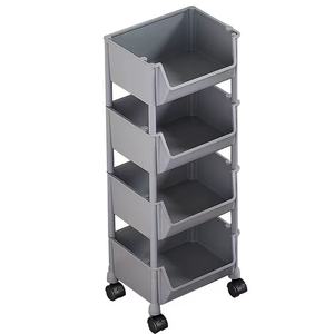 बहुक्रियाशील 5-स्तरीय चल प्लास्टिक बुकशेल्फ़ खिलौना भंडारण रैक बाथरूम रहने के लिए सरल रसोई स्नैक ट्रॉली - Product Image 1
