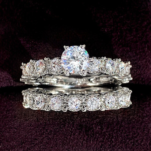 Set di Anelli con Grande Zircone per Coppie, Elegante Gioiello da Sposa per Proposta di Matrimonio - Product Image 6