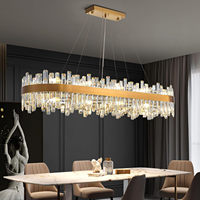 Lustre en cristal moderne de luxe pour hôtel, avec télécommande, hauteur réglable, finition dorée