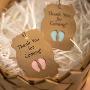 Baby-Bradestag 50 Stück/Set Etiketten für Jungen Mädchen Vielen Dank für Kommen Verpackungsetiketten Fußkarte Geburtstag Party Dekoration Versorgung