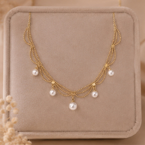 Elegant Pearl Layered Choker <b>Necklace</b> for Women Gold Plated Bridal Wedding Jewelry Fashion <b>Statement</b> <b>Necklace</b> - Product Image 4