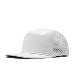 Snapback personnalisé vierge non structuré 5 panneaux Baseball léger bec pré-incurvé panneau latéral perforé Performance chapeau de corde perforée - Product Image 2