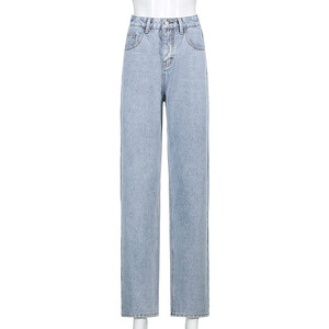 <span class=keywords><strong>Jean</strong></span> en denim pour <span class=keywords><strong>femme</strong></span>, <span class=keywords><strong>taille</strong></span> <span class=keywords><strong>haute</strong></span>, coupe droite, jambe large, ample, décontracté, motif imprimé, nylon/coton, délavage moyen, <span class=keywords><strong>haute</strong></span> qualité - Product Image 5