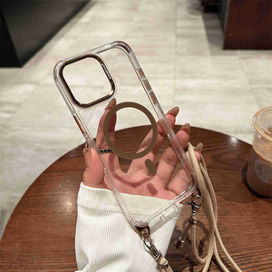 Funda transparente de acrílico para iPhone 14 Plus con cordón para el cuello, correa cruzada para iPhone 17. - Product Image 4
