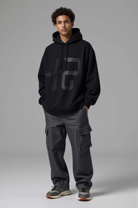 TKAN677 OEM personalizado hombres de gran tamaño Hip Hop Sudadera con capucha 380 Gsm negro serigrafía pesada Sudadera con capucha personalizada 100% algodón Sudadera con capucha para hombres - Product Image 3