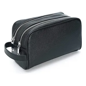 Water Resistant Pu Dopp Kit Toilettas Lederen Scheren Kit Tas Voor Mannen