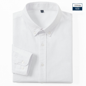 Polo de manga larga antiarrugas de alta calidad para hombre de sarga de algodón <span class=keywords><strong>Oxford</strong></span> personalizable blanco de negocios Formal transpirable - Product Image 2