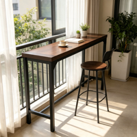 Table console industrielle haute pour bar, plateau en bois, structure métallique, table de bar longue et étroite pour la maison, la cuisine, le café