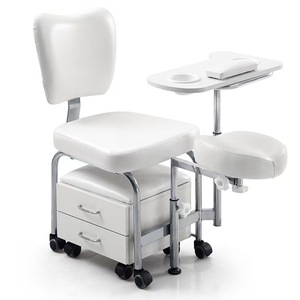 Fauteuil de pédicure Wss 2025 noir/blanc avec table à ongles et tabouret mobile - Product Image 4