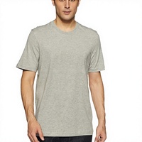 Herenshirt grijs, korte mouwen, regular fit, O-hals, casual stijl, gebreide jersey stof, 100% katoen, effen kleur, effen design