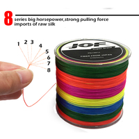 Ligne de pêche tressée JOF 300M 8 brins en PE, 9 couleurs, ligne flottante multifilament haute résistance pour la pêche en rivière, lac, eau salée et océan