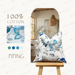 Blumen-Kissenbezug mit weißem Hintergrund, verstecktem Reißverschluss und weißer Paspelierung, dekorativer Kissenbezug für Sofa, Stuhl, Bett - Product Image 6