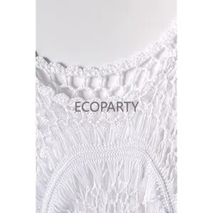 Ensemble 3 pièces <span class=keywords><strong>maillot</strong></span> <span class=keywords><strong>de</strong></span> <span class=keywords><strong>bain</strong></span> sexy blanc en crochet avec jupe paréo à franges, soutien-gorge <span class=keywords><strong>push</strong></span>-<span class=keywords><strong>up</strong></span> col en V, collection été 2023 - Product Image 5