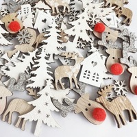 Ornements de Noël européens et américains, flocons de neige en bois blanc pur ultra-brillants, assortiment d'élans pour arbre de Noël