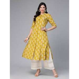 Nuevo y elegante conjunto de Kurta de viscosa A-Line para mujer, estampado Floral adornado, fiesta antiarrugas, Festival, Color personalizado/tamaño indio - Product Image 1