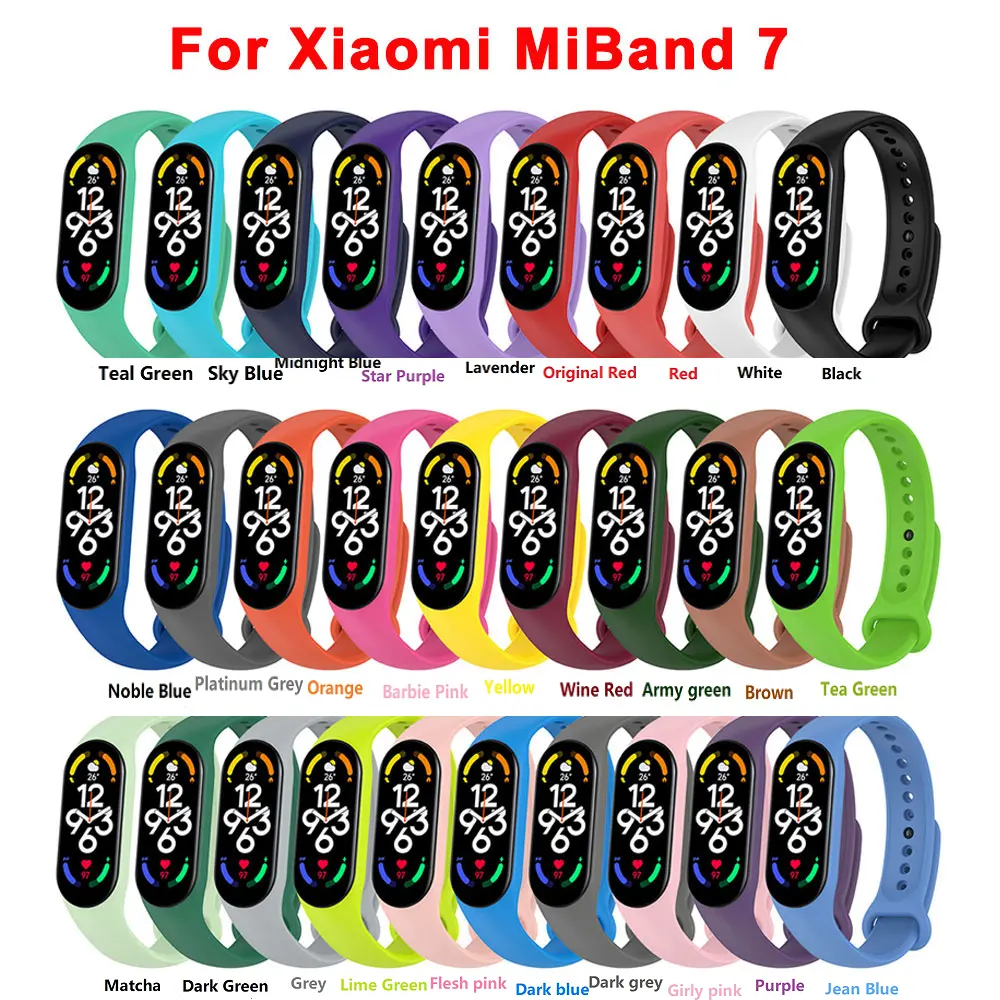 RTS 2022 New arrival Silicone Strap Replacement for Xiaomi Mi band 7 Mi band7 strap for smart band xiaomi