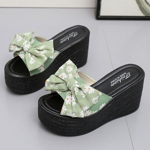 Slope Heeled slippers <b>for</b> <b>Women</b> with Thick Soles <b>for</b> Outdoor Wear 2024 Summer <b>Beach</b> Sponge Bottom <b>Sandals</b> - Product Image 1