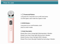 Nouvel appareil de beauté 2025 Pink Booster Pro pour le soin de la peau, baguette multifonction 6-en-1 pour massage facial, microcourant anti-rides en ABS