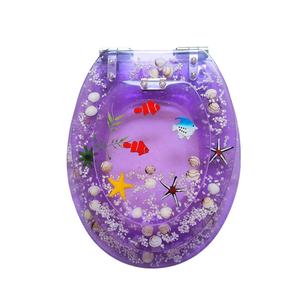 低价学步儿童马桶座中国马桶盖透明紫色树脂鱼马桶座儿童便盆训练适合大多数马桶 - Product Image 1