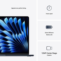 MacBook Air 15 pouces de Apple, version M4 avec 16 Go de RAM et 256 Go de SSD, couleur Midnight + AirPods Pro 3